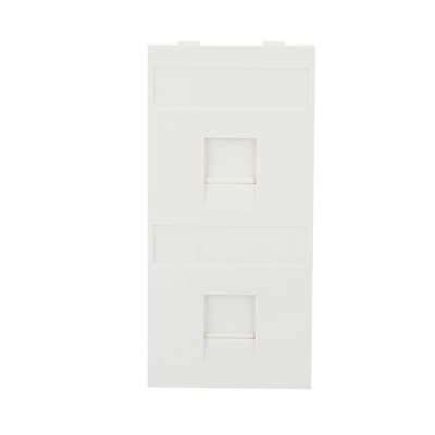 sm-fp-2-key Placa Plana de Voz y Datos con Guardapolvo para 2 RJ45 / Color Blanco / 2 Puertos para Jacks Keystone / Compatible con Cajas de Pavimento SM-CPAV-2 y SM-CPAV-4 / Modelo S76B/9
