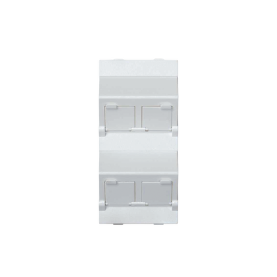sm-fp-4-keya (S80CMD64/9) Placa Voz y Datos Inclinada con Guardapolvo y Adaptador Cuádruple para RJ45 Keystone