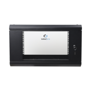 sr-1906-lh3g Gabinete de Pared de 6U con Puerta de Cristal Templado, 455 mm de Profundidad Total, Rack de 19in, Acero Reforzado Color Negro.
