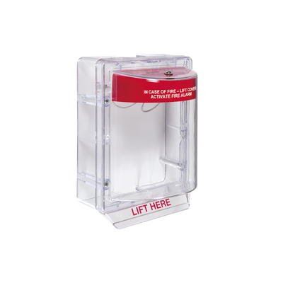 sti-1130 Cubierta Protectora Serie Stopper II® De Policarbonato, Con Bocina, Espaciador Transparente, Montaje en Superficie, Etiqueta en Inglés