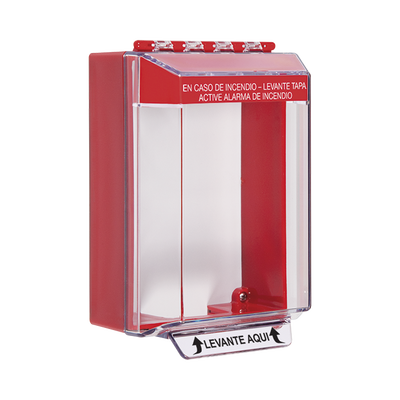 sti-14210fr-es Cubierta Universal De Montaje Superficial, Con Espaciador 1.46", Serie Universal Stopper® Texto De Incendio En Español