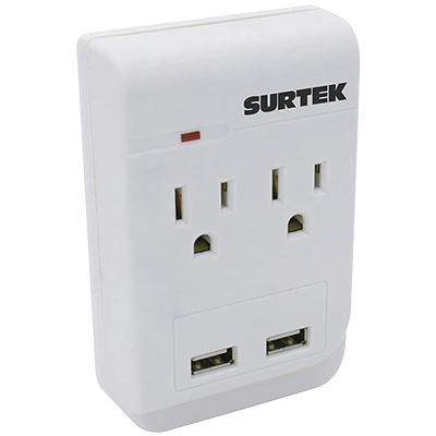 sys-136205 Multicontacto de ABS con 2 contactos aterrizados y 2 puertos USB.