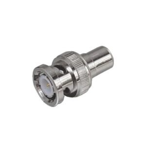 Adaptador en Línea para 75 Ohm, de Conector BNC Macho a RCA Hembra en Aplicaciones de Audio-Video para Cámaras, Monitores y DVR's.