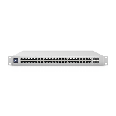 usw-enterprise-48-poe UniFi Switch Enterprise administrable capa 3, 48 puertos 2.5GbE RJ45 POE+, 4 puertos 10G SFP+, 720W, con pantalla táctil de 1.3"