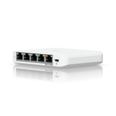 usw-flex-2-5g-5 USW Flex Mini 2.5G Switch de 5 puertos 2.5G, Compacto, para Escritorio, se puede Energizar por PoE o con un Adaptador tipo USB-C