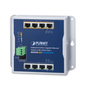 wgs-804hp Switch Industrial No Administrable, Múltiple Montaje (Pared, Riel DIN y Magnético), 8 Puertos Gigabit con 4 puertos PoE 802.3at, Hasta 120 W.