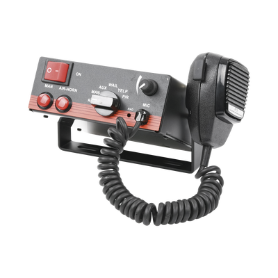 x-els-100 Sirena Vehicular de 100W de Potencia, Con Switch Giratorio de 6 posiciones, Micrófono de Uso Rudo e Interconexión a Radio
