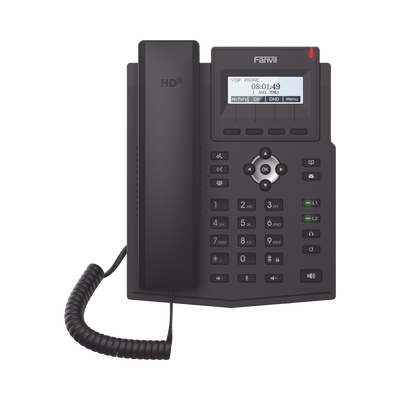 x1sp Teléfono IP empresarial para 2 lineas SIP con pantalla LCD, Códec Opus, conferencia de 3 vías, PoE.