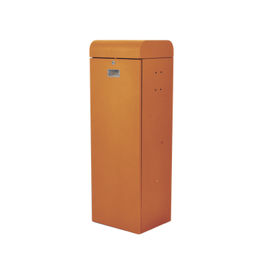 Barrera vehicular derecha / Soporta brazo de hasta 5.5 m / Final de carrera ajustable por programación / Movimiento fluido / Diseño elegante color naranja