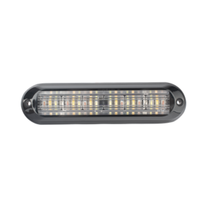 Luz Auxiliar, Ultra Brillante, IP67, 18 LEDs, Tricolor, Color Rojo/Claro/Ambar, con mica transparente y bisel negro