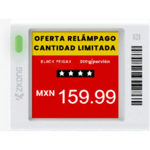 zkc15v Etiqueta Electrónica de Estantería ESL 1.5" / Pantalla EPD Gráfica Matriz de Puntos 152x152 píxeles / 4 Colores (Negro Blanco Rojo Amarillo) / BLE 5.0 con Encriptación AES-128 / Autonomía 3 Años con 4