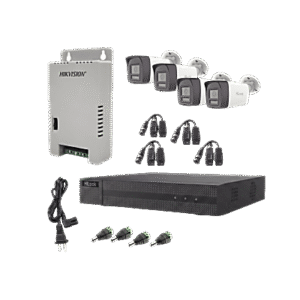 hl-2080p-4b-twa Kit HiLook Audio Bidireccional TurboHD 1080p / DVR Metalico 4 Canales / 4 Cámaras Bala (Exterior) con Bocina y Micrófono Integrado / 1 Fuente de Poder / Accesorios
