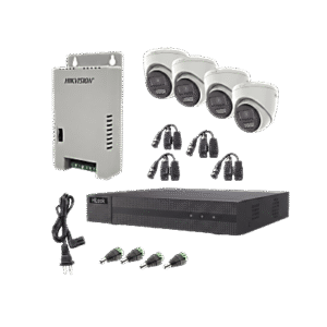 hl-2080p-4e-twa Kit HiLook Audio Bidireccional TurboHD 1080p / DVR Metalico 4 Canales / 4 Cámaras Eyeball (Exterior) con Bocina y Microfóno Integrado / 1 Fuente de Poder / Accesorios