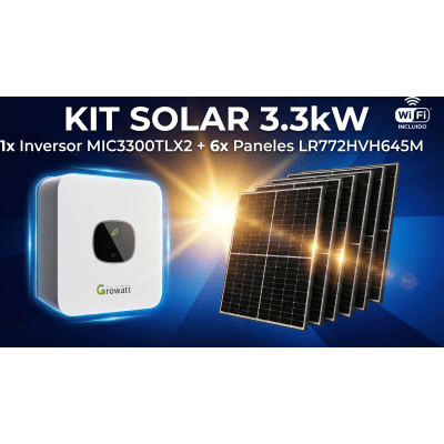 mic3300kit2 Kit Solar Interconexion / 3kW 220Vca / Inversor GROWATT/ Montaje Incluido