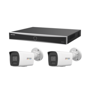 [ KIT ACUSEEK 2 CAM + 1 NVR ] / NVR 12 Megapixel / 8 Canales IP / 8 Puertos PoE / Cámara 4 MP / Tipo Bullet / Luz Dual 30 mts IR + 30 mts Luz blanca / Microfono Integrado / Exterior IP67 / WDR