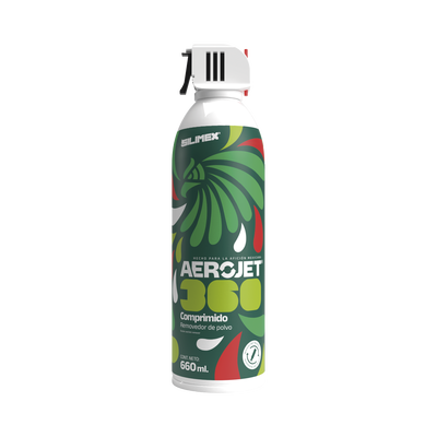aerojet360-mex Removedor de polvo y residuos (aire comprimido) con aplicación 360º para limpieza de equipos electrónicos, válvula anti-estallamiento, 660 ml