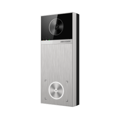 ds-kv6114-me1 Videoportero / 4 Megapixel / Ángulo de Visión 150° / Control de 2 Cerraduras / Desbloqueo por Tarjeta, Hik-Connect y Estación Interior / IP65 / PoE IEEE802.3at / Compatibilidad ONVIF / H.265