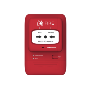 (HikFire) Botón Manual de Alarma contra Incendios / Comunicación LoRa / Indicador Multicolor / Reseteo con Llave / Instalación en Pared