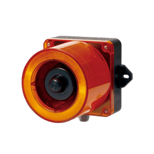 Combinacion de baliza LED color Ámbar y sirena electrónica de 31 tonos resistente a la intemperie de volumen máx. 123 dB a 110-220 VCA